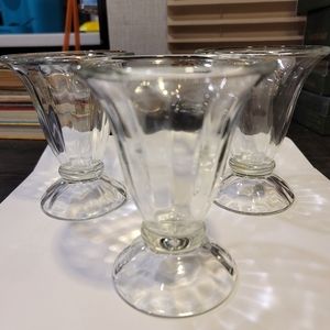 3 vintage libby sundae glasses
